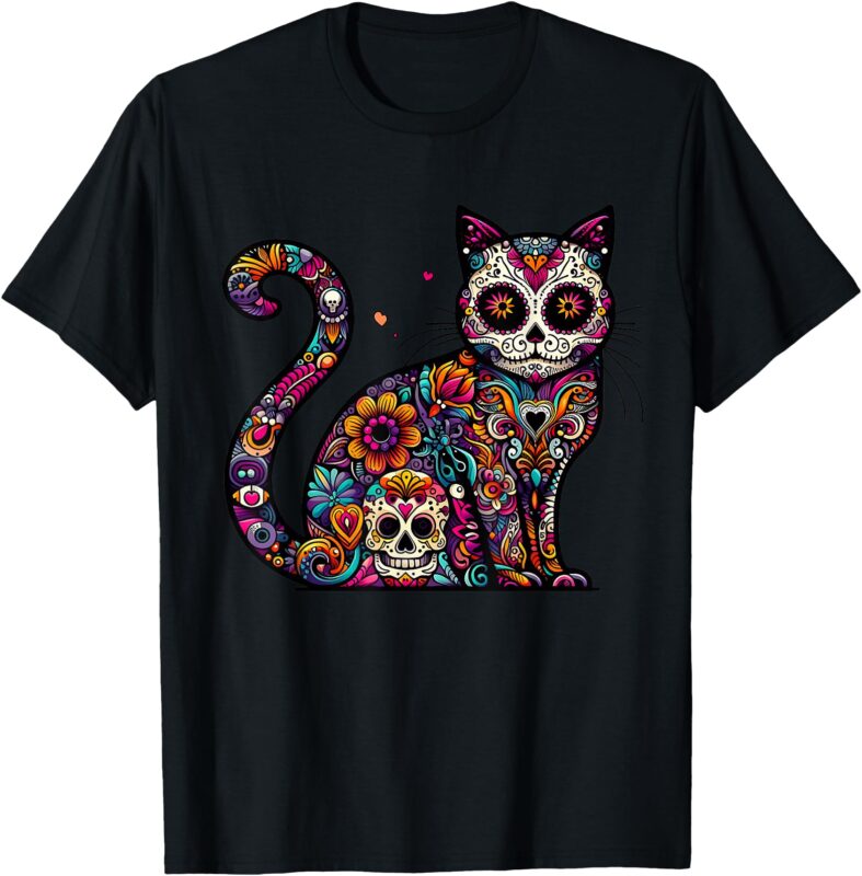 Day of Dead Cinco De Mayo Cat Sugar Skull Dia De Los Muertos T-Shirt