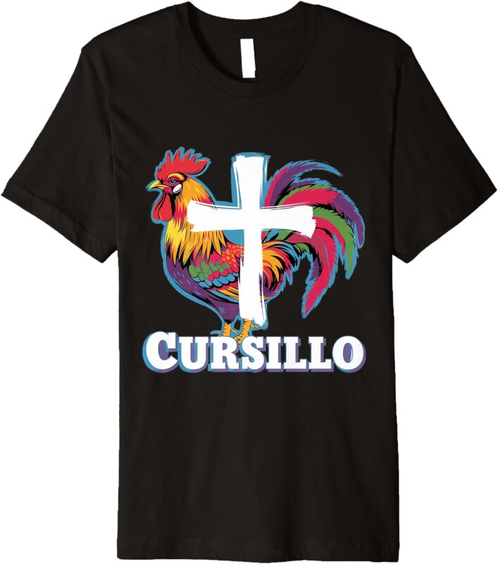 DeColores Cursillo Rainbow Rooster Catholic Premium T-Shirt