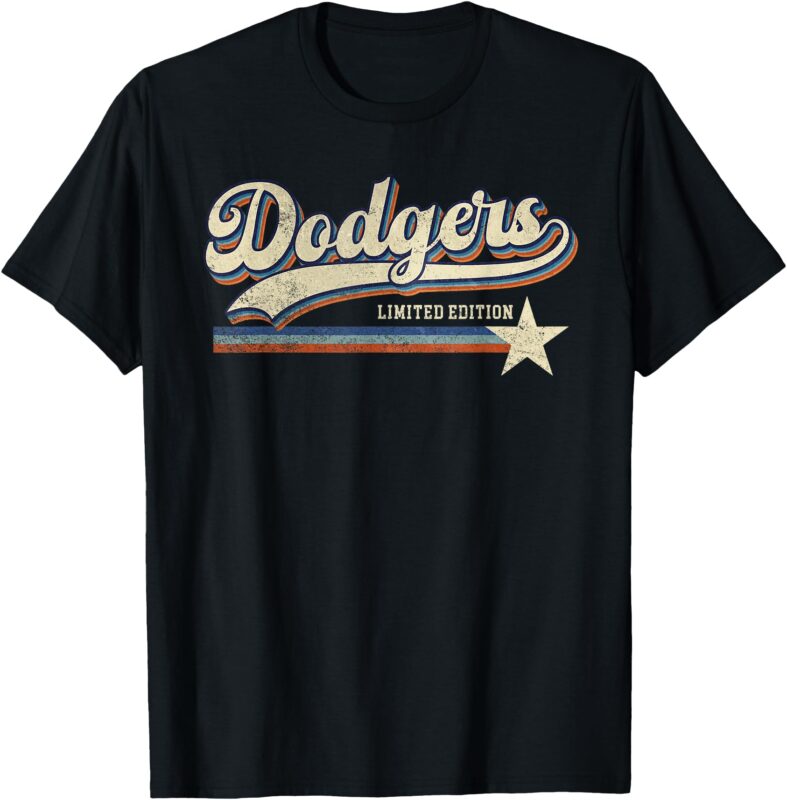 Dodgers Heart Name Design Retro Style Graphic Men Women Kid T-Shirt