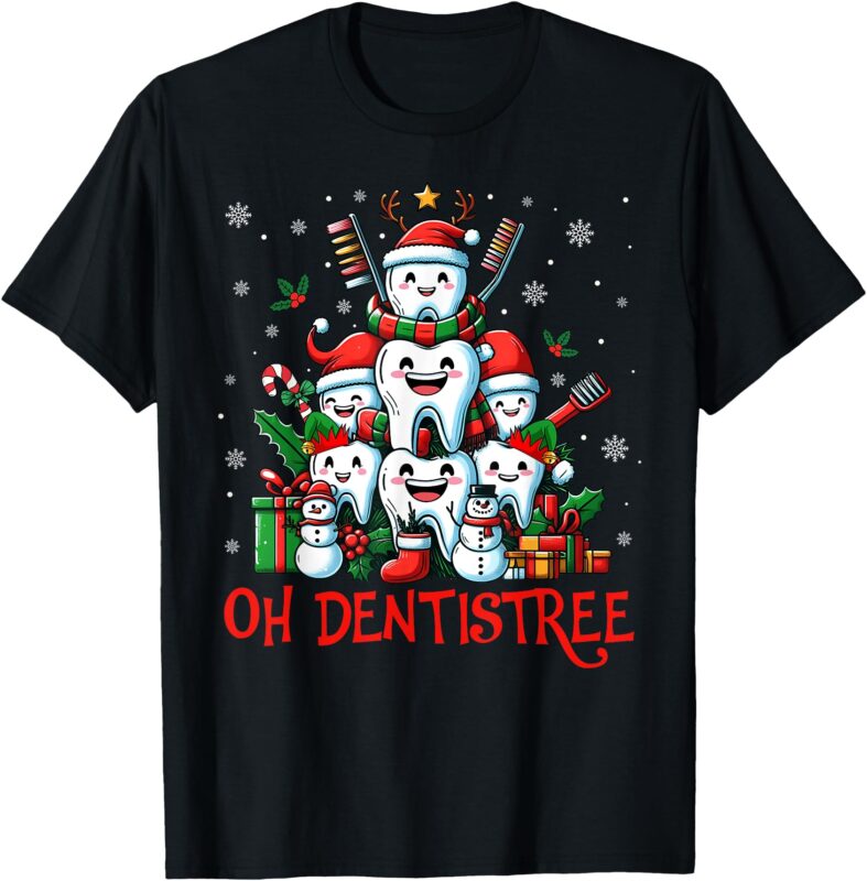 Funny Christmas Dentist Tree Dental Oh Dentistree Tooth Tree T-Shirt
