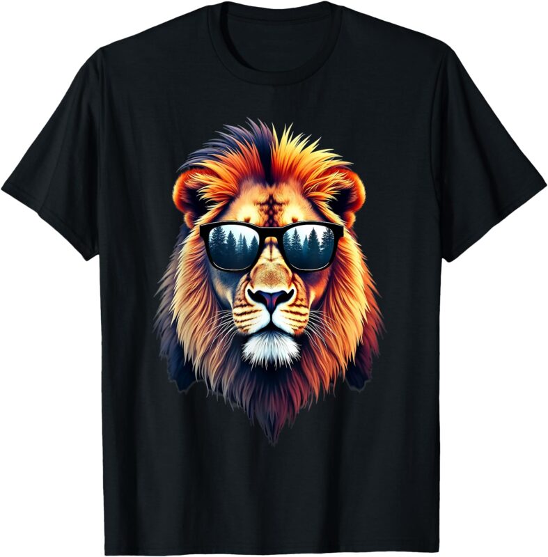 Funny Colorful Lion in Sunglasses Men Women Lions T-Shirt