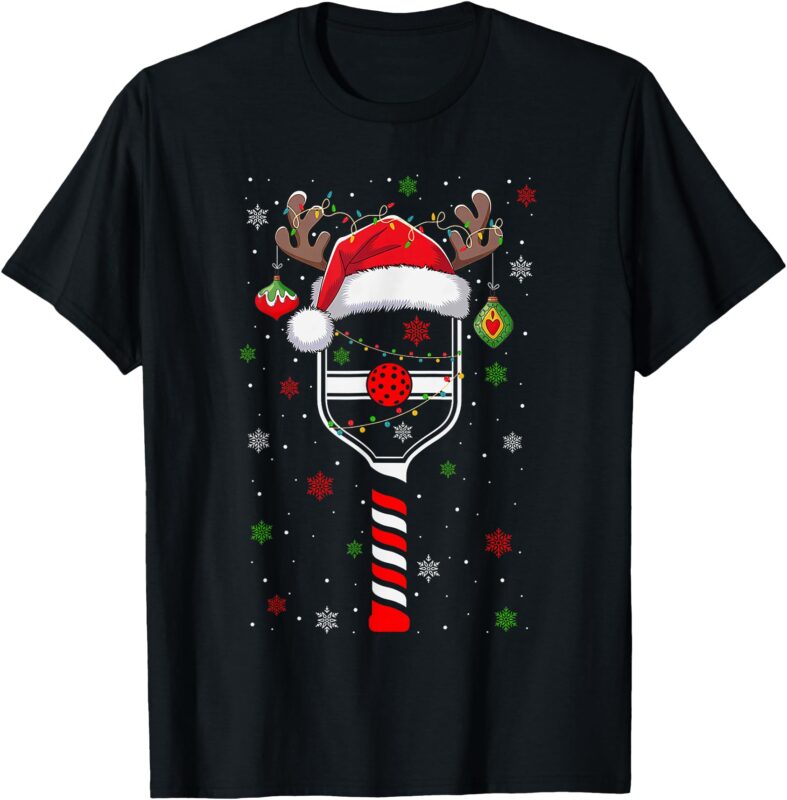 Funny Pickleball Player Christmas Holiday Reindeer Xmas T-Shirt