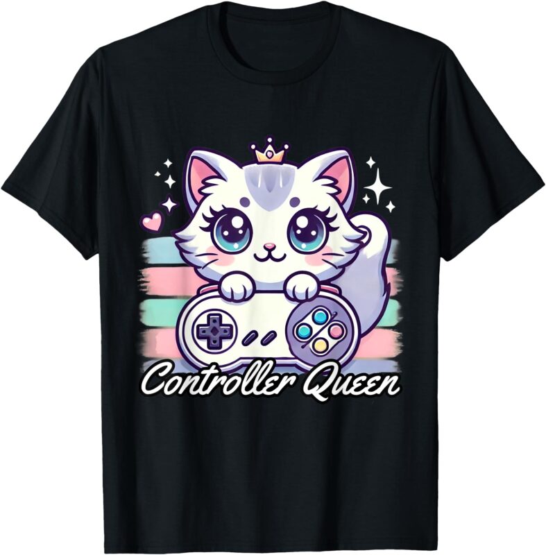 Gamer Girl Cat Gaming Cute Video Game Women Girls T-Shirt