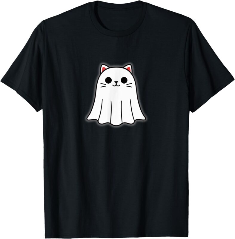 Ghost Cat Halloween Trick or Treat Funny Cute T-Shirt