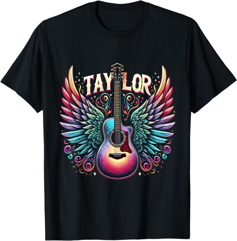 Girl Retro Taylor First Name Personalized Groovy 80’s T-Shirt
