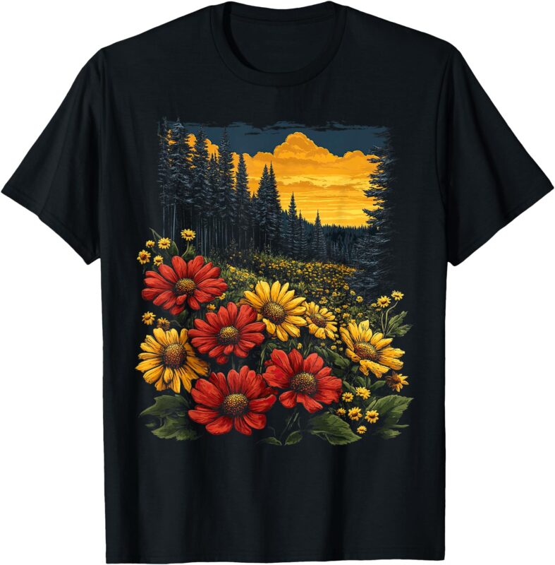 Graphic Tees For Women Teens Kids Nature Flowers Vintage T-Shirt