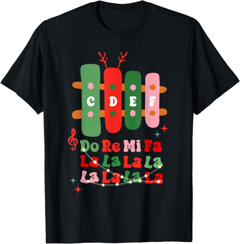 Groovy CDEF Do Re Mi Fa La La La La Music Teacher Christmas T-Shirt