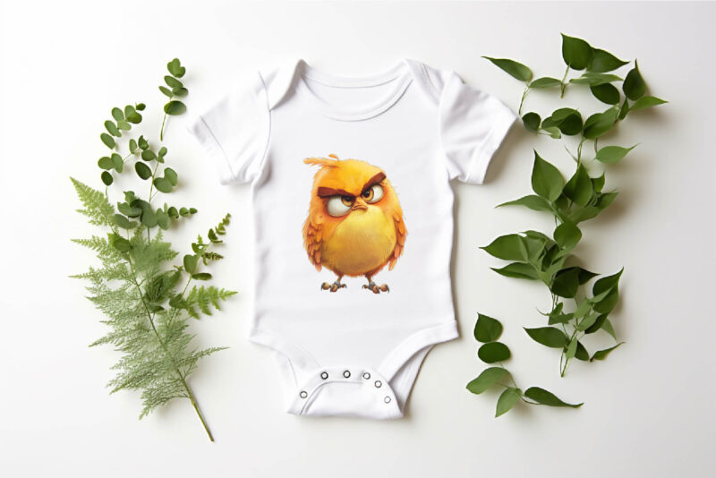 Grumpy cute birds 07. TShirt Sticker.