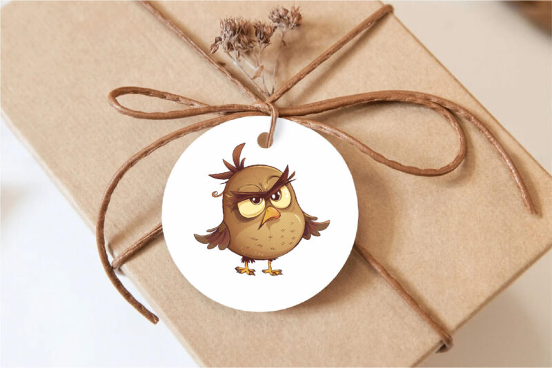 Grumpy cute birds 07. TShirt Sticker.