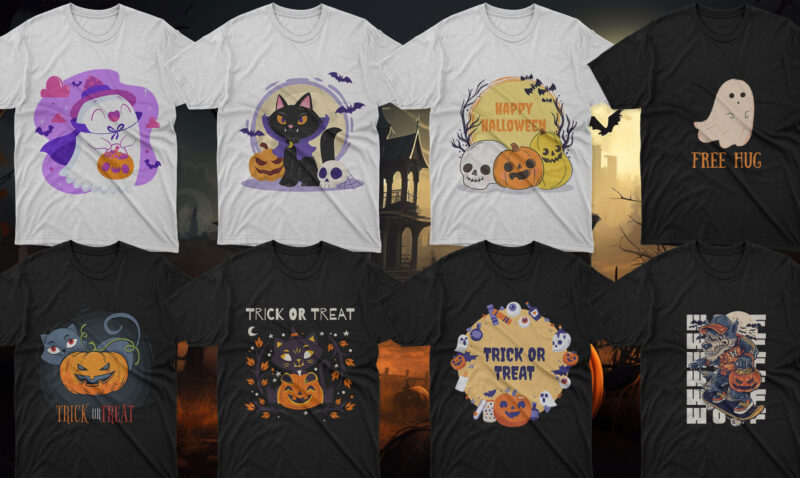 50 Halloween T-shirt Design Bundle