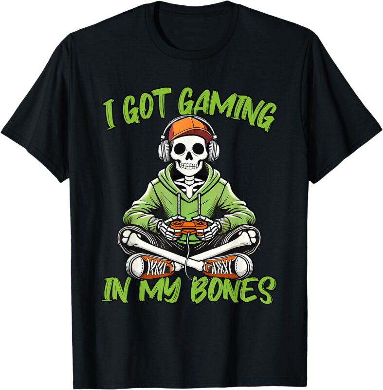 Halloween Skeleton Gamer For Gamers Video Gaming Costume T-Shirt