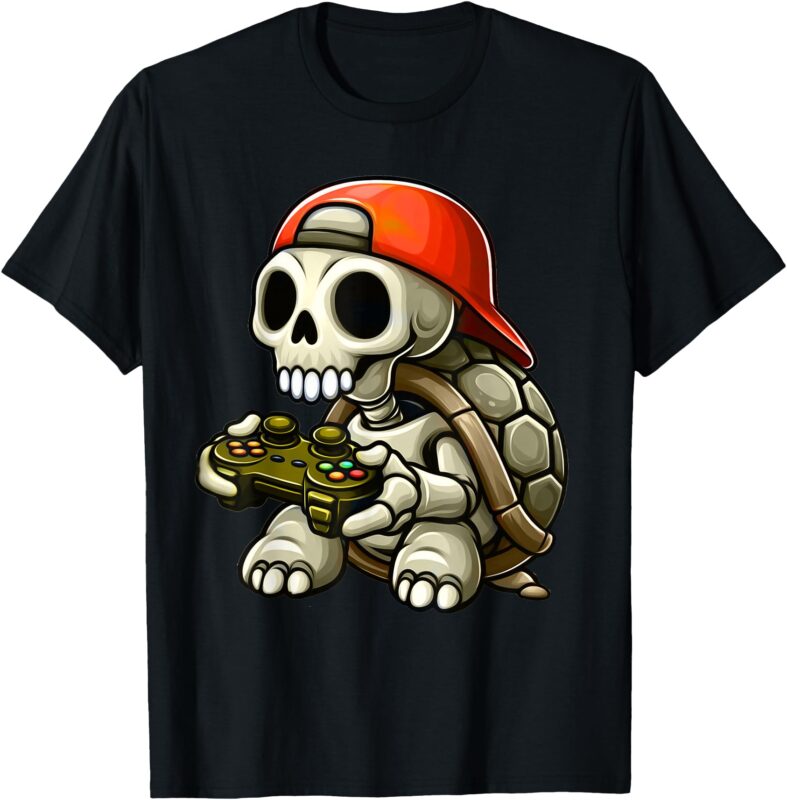 Halloween Skeleton Turtle Gamer Video Gaming Boys Men Kids T-Shirt