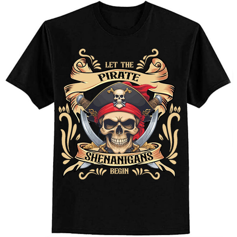 Halloween Skull Let The Pirate Shenanigans Begin T-Shirt ltsp