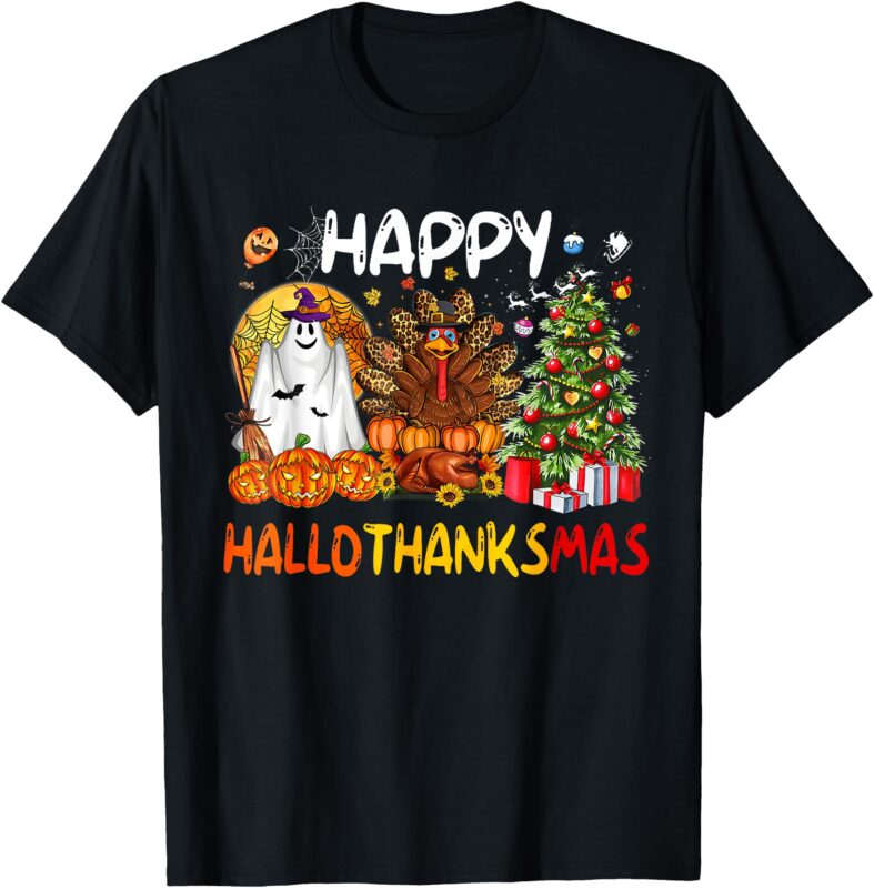 Halloween Thanksgiving Christmas Happy HallowThanksMas T-Shirt