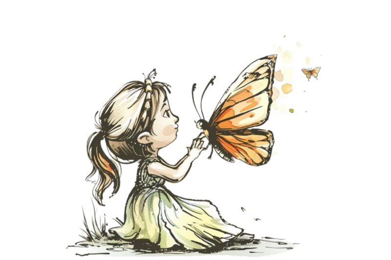 Hand drawn beautiful cute little fairy