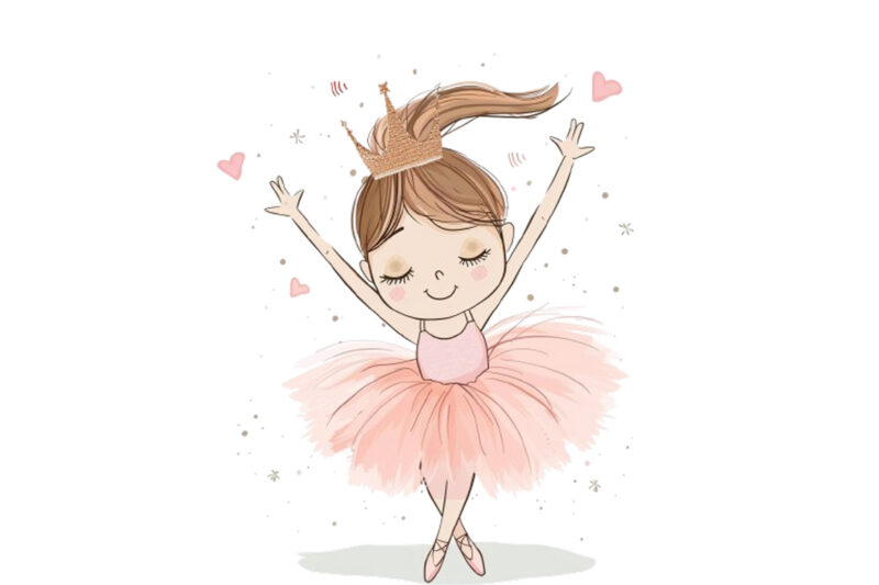 Hand drawn beautiful lovely little ballerina