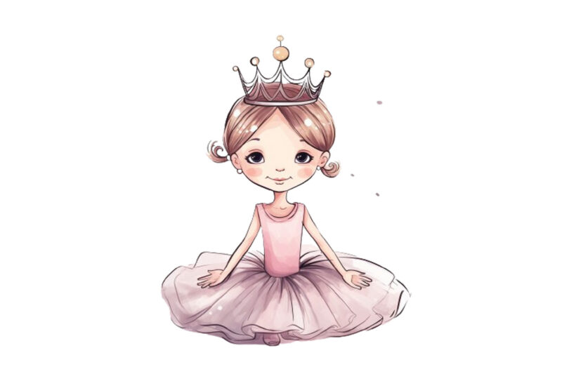 Hand drawn beautiful lovely little ballerina