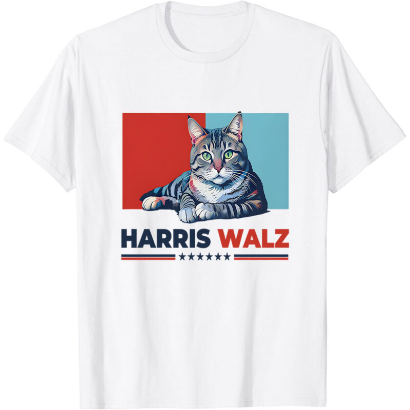 Harris Walz 2024 Obviously Democrat Cat, Madam President, Vote Blue T-Shirt