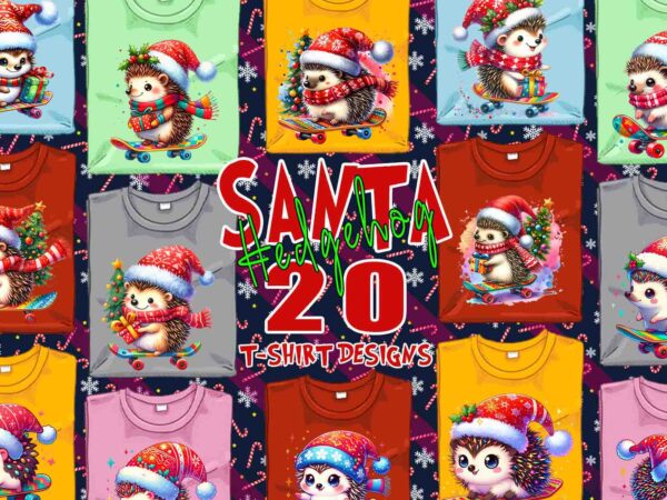 Trendy hedgehog santa riding skateboard t-shirt design bundle of 20 png & jpeg designs – download instantly retro vintage t-shirt design Trendy hedgehog santa riding skateboard t-shirt design bundle of 20 png & jpeg designs – download instantly retro vintage t-shirt design