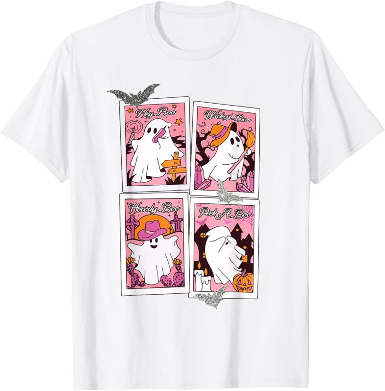 Hey Boo Wicked Boo Howdy Boo Peek A Boo Halloween Multi Boo T-Shirt