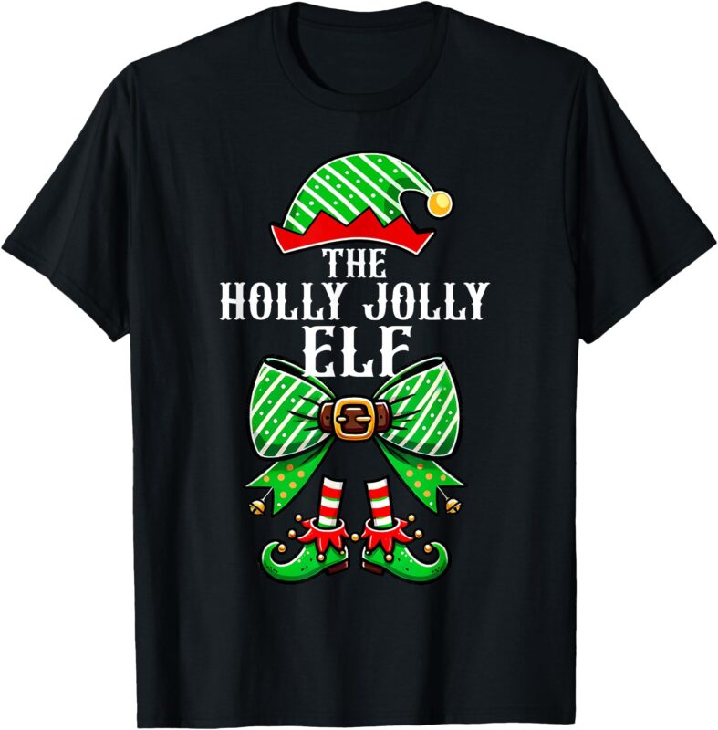 Holly Xmas Jolly Elf Coquette Bow Christmas Family Matching T-Shirt