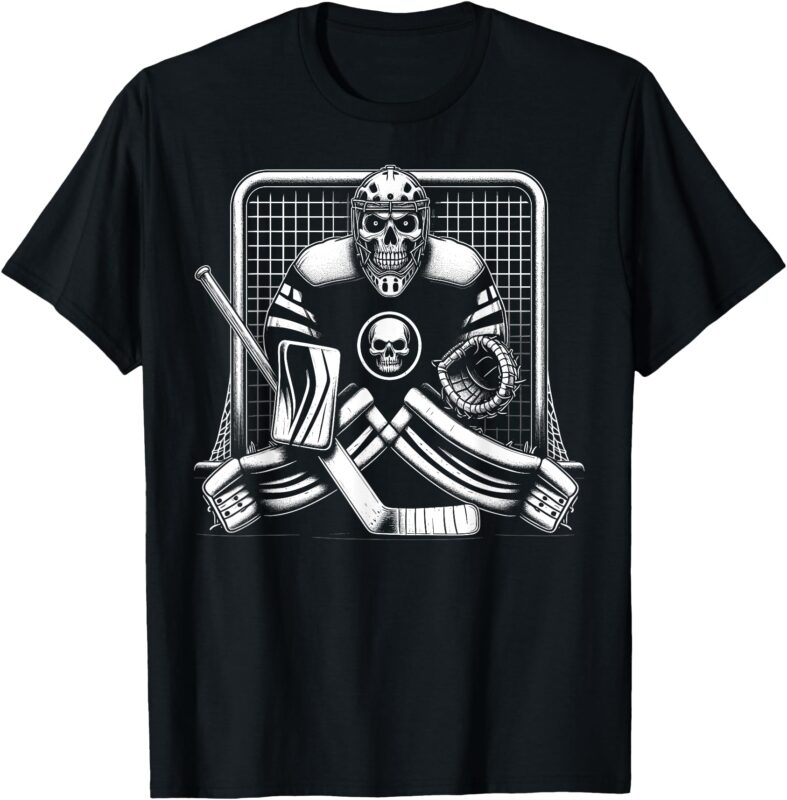Ice Hockey Goalie Skeleton Youth Halloween Costume Boys 2024 T-Shirt