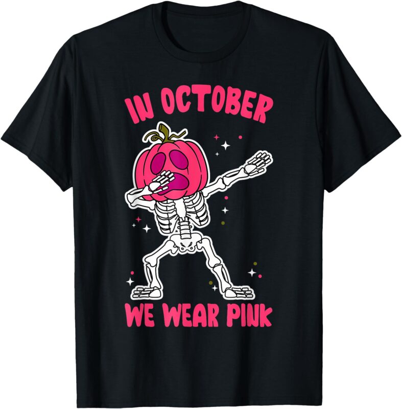 In October We Wear Pink Breast Cancer Pumpkin Halloween Boys T-Shirt