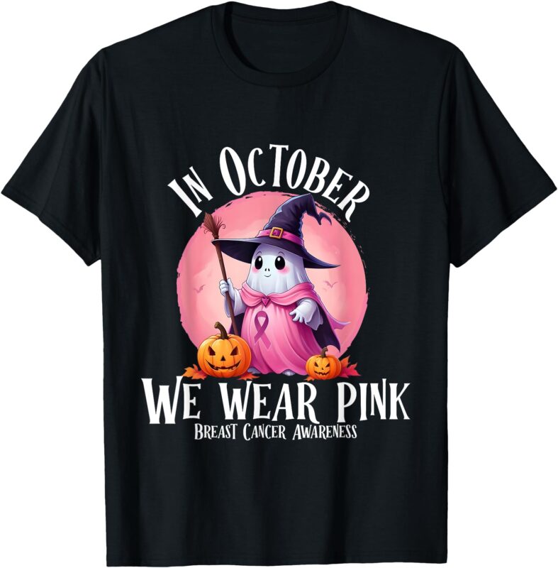 In October We Wear Pink Halloween Breast Cancer Awareness T-Shirt