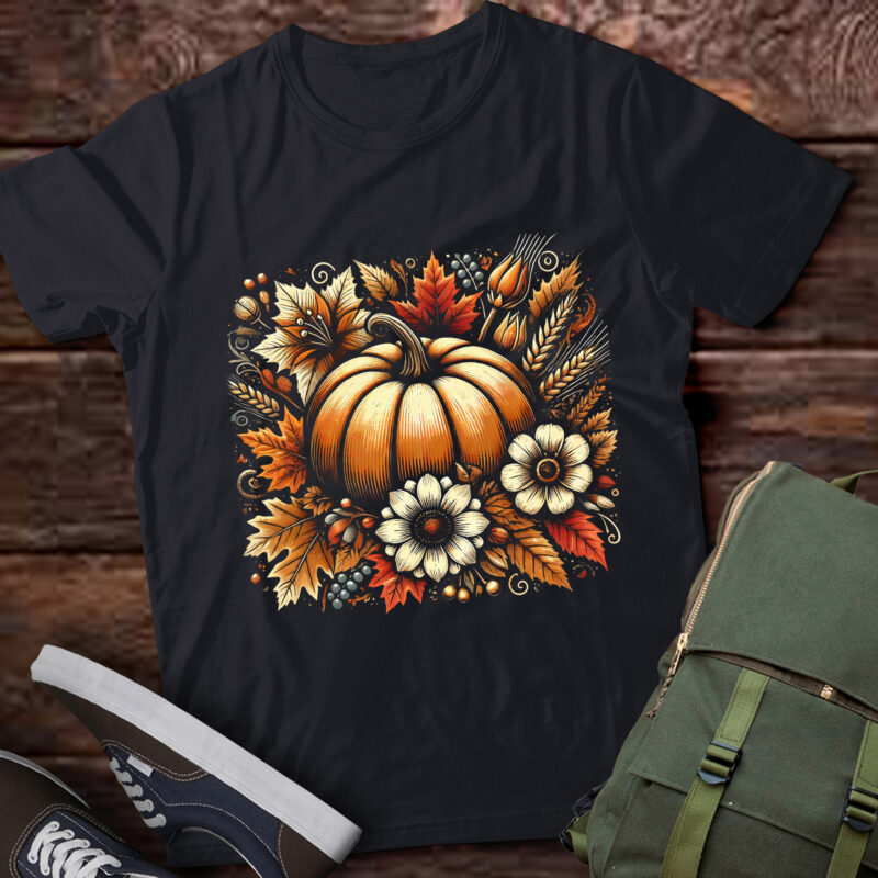 LT445 Vintage Pumpkin Autumn Graphic Thanksgiving
