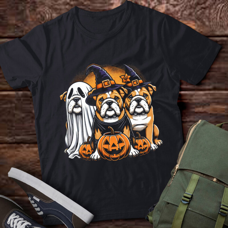 LT448 Cute Bulldog Ghost Halloween Dog Lovers