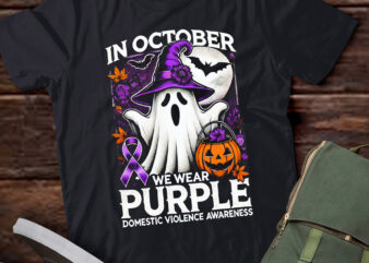 LT505 We Wear Purple Domestic Violence Ghost Halloween t shirt vector graphic