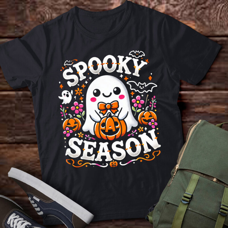 LT540 Retro Halloween Girls Spooky Season Cute Floral Ghost