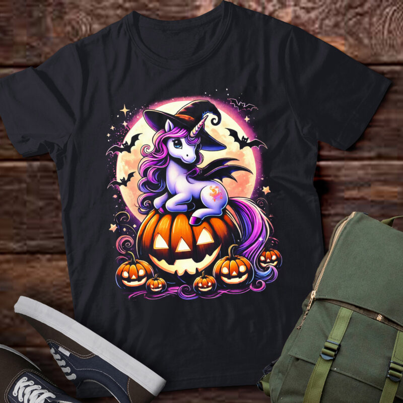 LT568 Cute Unicorn Witchy Unicorn Halloween Girls Daughter