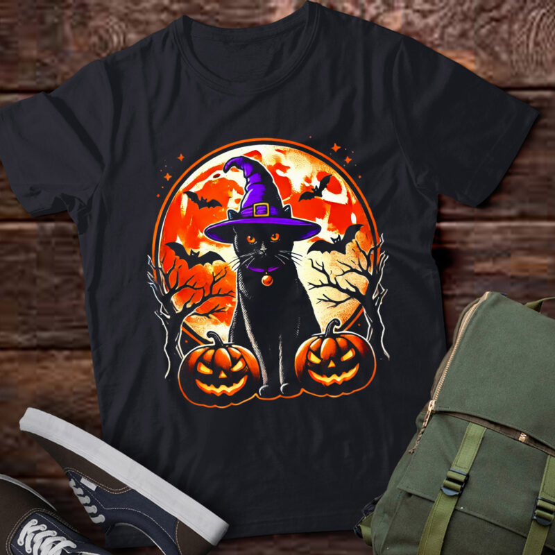 LT584 Retro Black Cat Halloween Pumpkin Costume Women Men