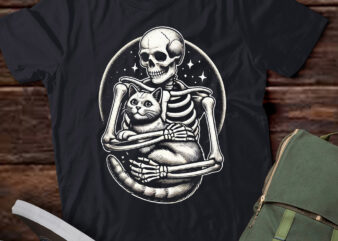 LT585 Skeleton Hugging Cat Halloween Cat Lover Cat Mom Dad t shirt vector graphic