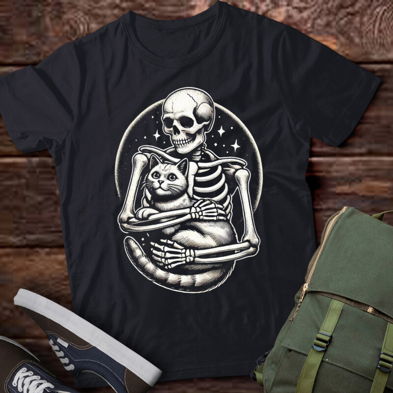 LT585 Skeleton Hugging Cat Halloween Cat Lover Cat Mom Dad