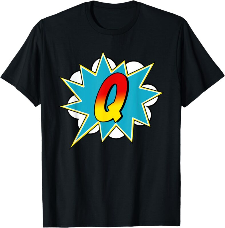 Letter Q Superhero Name Comic Letter Retro Costume T-Shirt