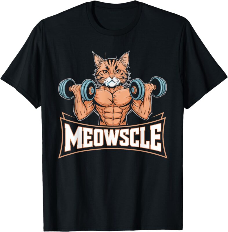 Meowscle Gym Cat Funny Cat Workout Tee for Cat Lovers T-Shirt