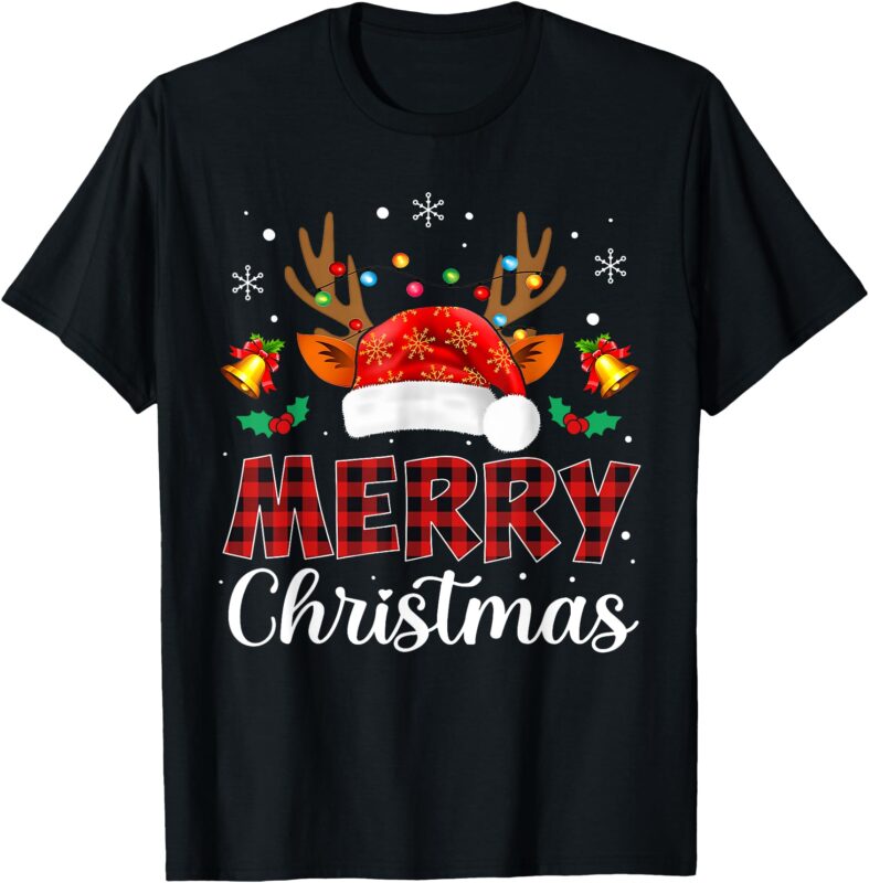 Merry Christmas Red Santa Hat Reindeer Xmas Family Men Women T-Shirt