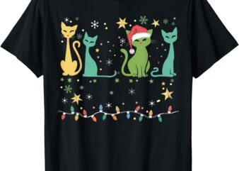 Mid Century Cat Christmas Retro 50s 60s Xmas Gifts Men Women T-Shirt