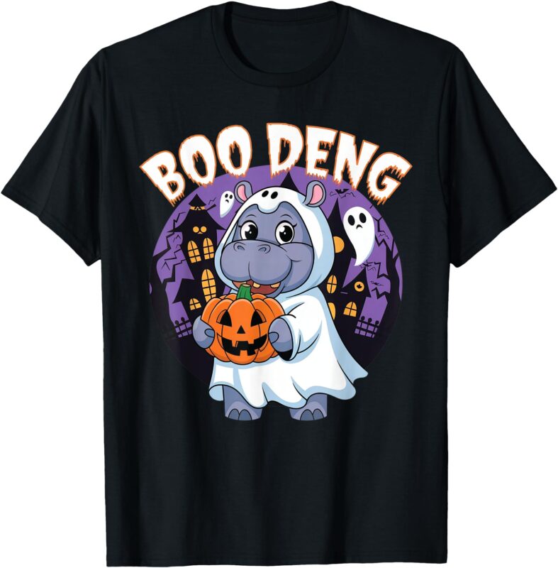 Moo Deng Baby Hippo Boo Deng Long for Halloween Moo Deng T-Shirt