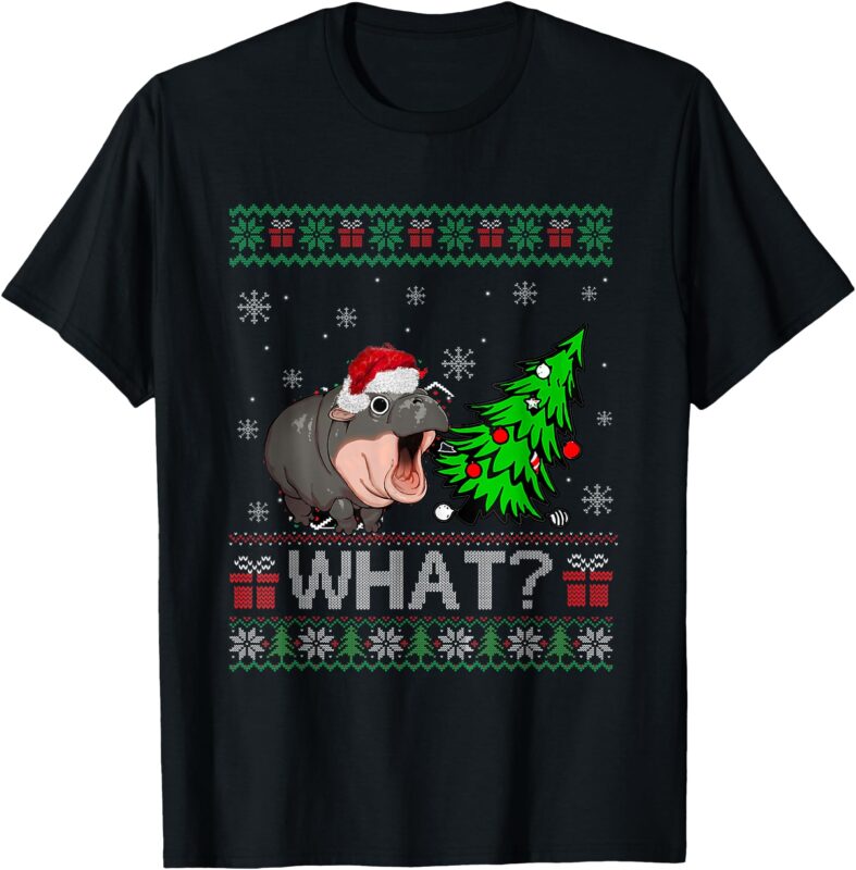 Moo deng Christmas funny Moo Deng Pushing Christmas Tree T-Shirt