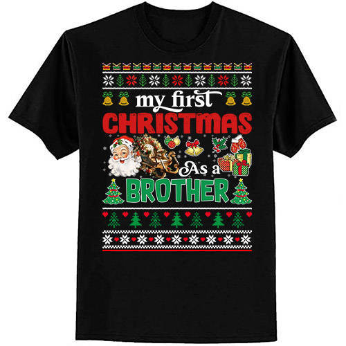 My First Christmas As A Brother Pregnancy Ugly Xmas Sweater T-Shirt ltsp