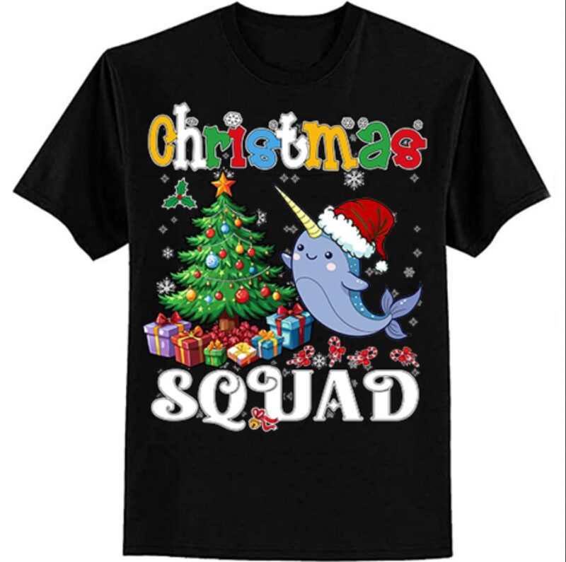 Narwhal Squad Boys Girls Kids Christmas Tree Lights Long Sleeve T-Shirt ltsp