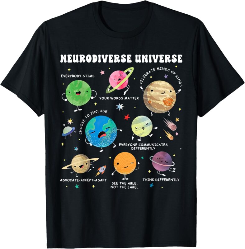 Neurodiverse Universe Space Planet Special Education Teacher T-Shirt