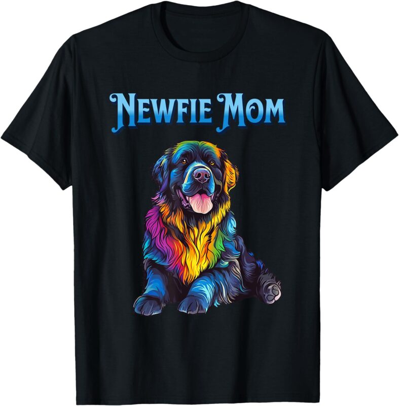 Newfoundland Newfie Dog Mom Vibrant Colorful Design T-Shirt