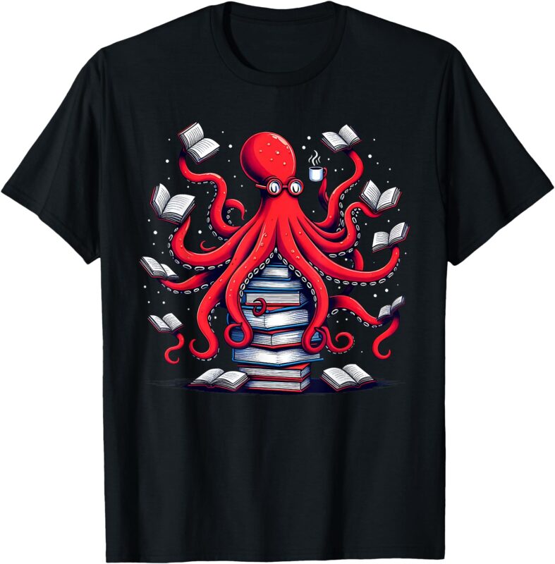 Octopus Reading Book Bookaholic Bookworm Reader T-Shirt