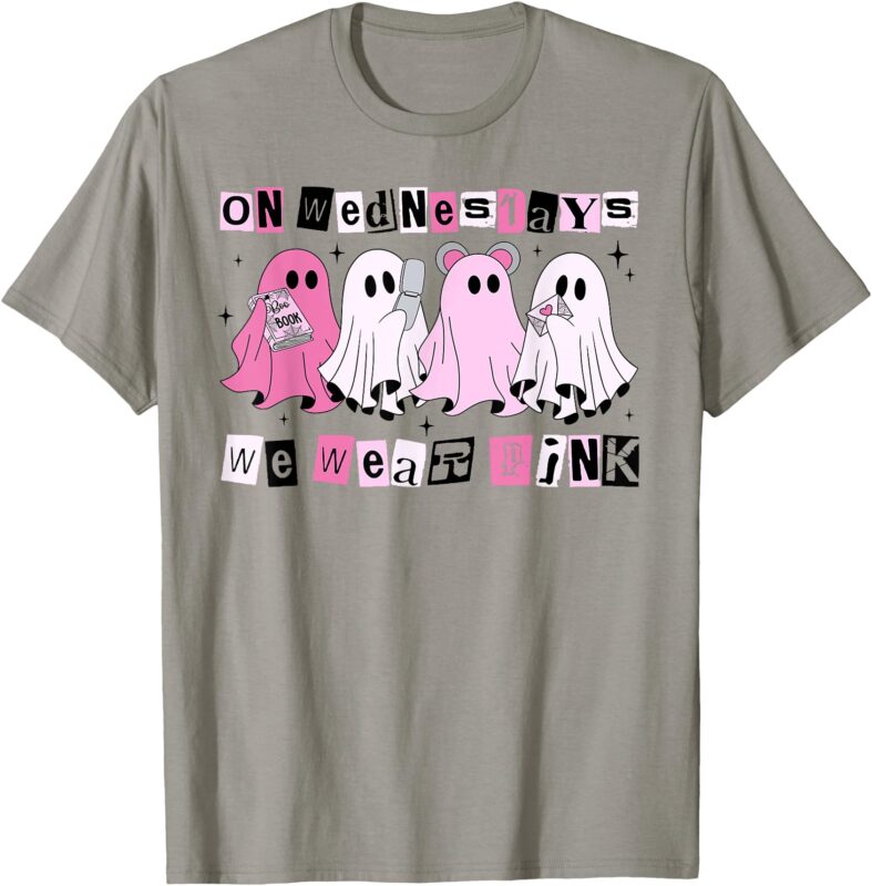 On Wednesday We Wear Cute Pink Ghost Halloween T-Shirt