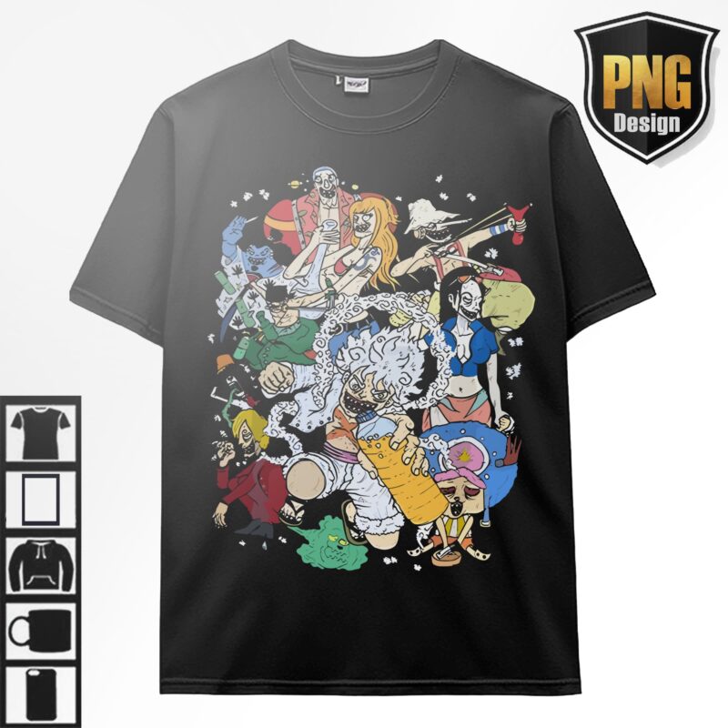 One Piece Bundle 20 Design PNG Monkey D Luffy Zoro Doffy Pirate King Japanese Style Anime For TShirt Poster Manga