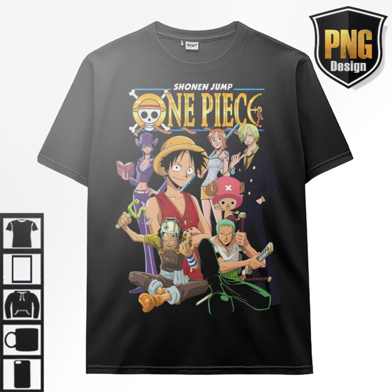 20 One Piece Bundle Design PNG Monkey D Luffy Zoro Doffy Pirate King Japanese Style Anime For TShirt Poster Manga